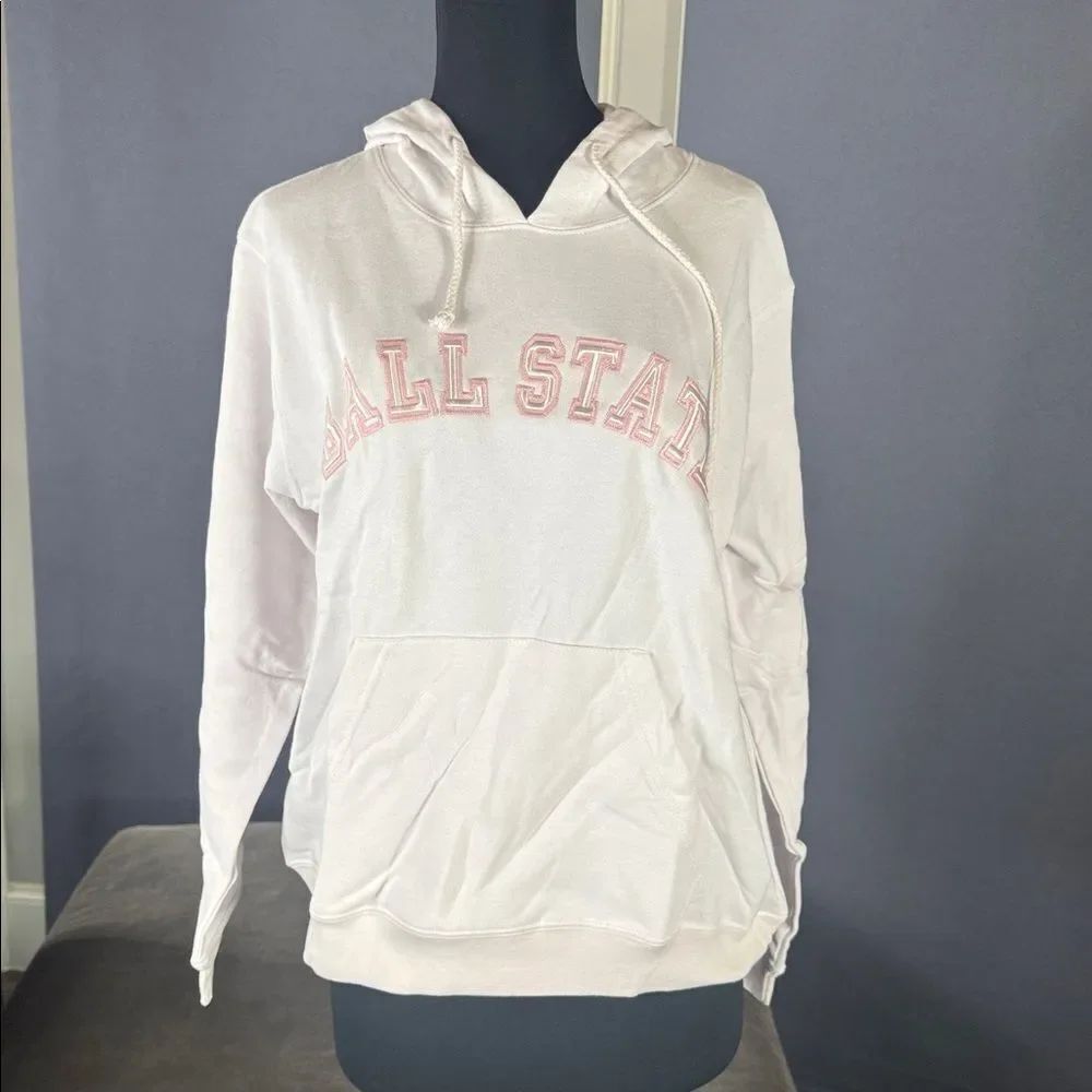 Women’s White Embroidered ‘Ball State’ Hoodie Size L NEW